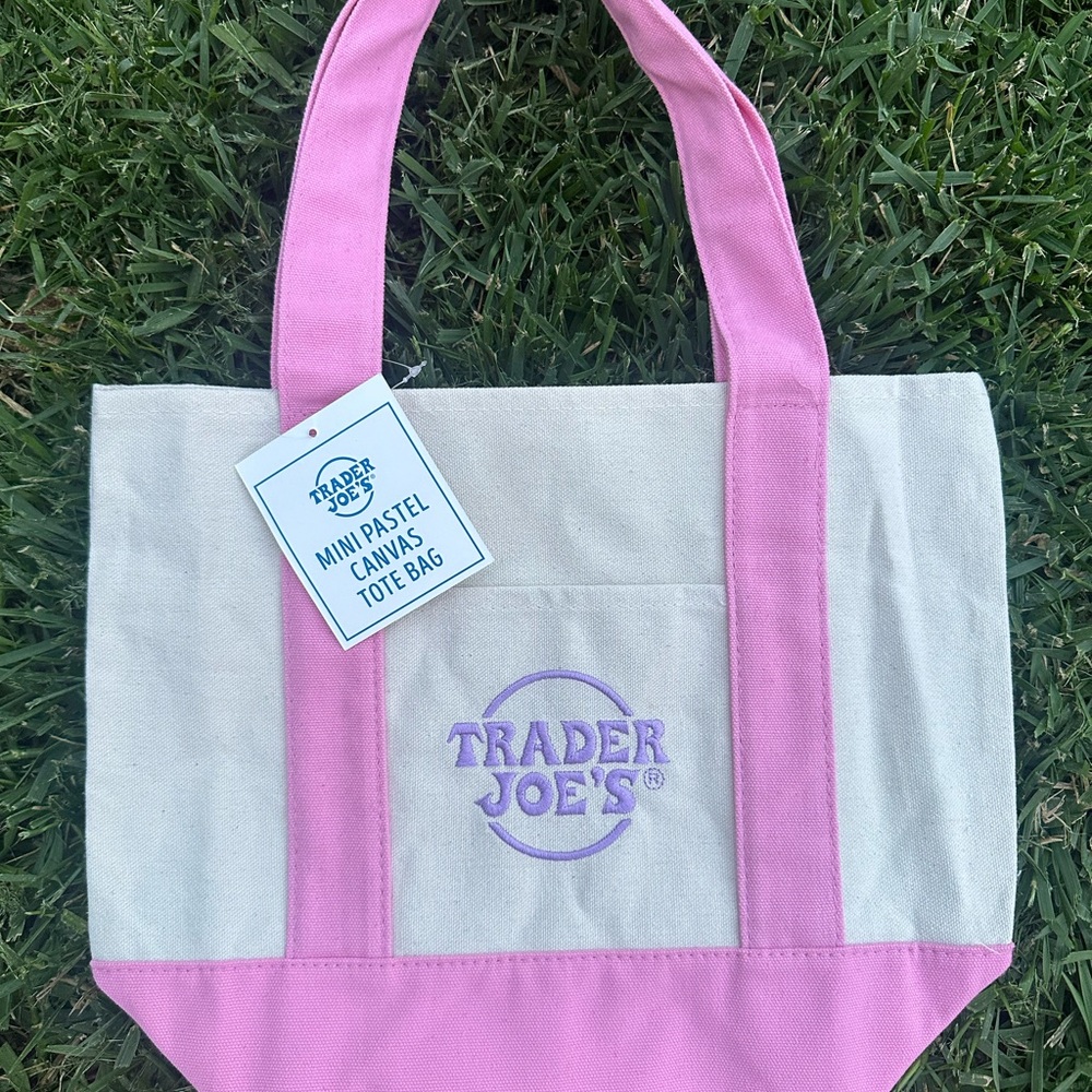 Pink and Cream Canvas Tote Bag